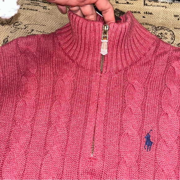Polo Ralph Lauren NWT! Men'S Old Pink Cable-Knit Cotton Quarter-Zip Sweater - Picture 9 of 15